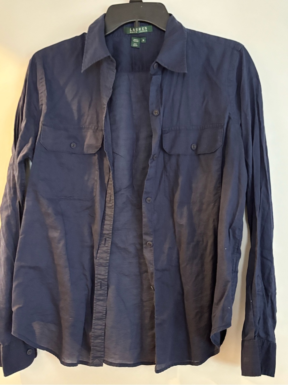 Ralph Lauren Navy Cotton Button Front Shirt